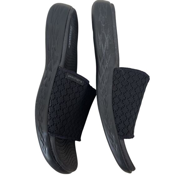 Skechers Goga Max Black Mesh Slides Sandals - Womens Sz 8M - Picture 7 of 11